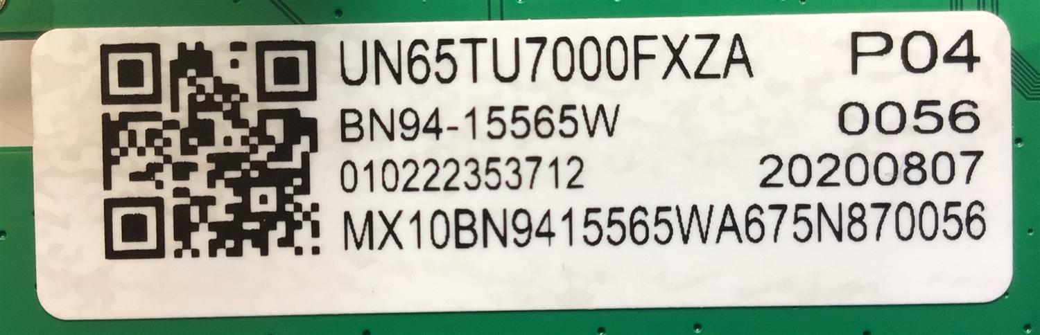 MAIN PARA TV SAMSUNG / NUMERO DE PARTE BN94-15565W / BN41-02751A / BN41-02751 / BN97-17938A / P04/ 0056/ 20200807/ MX10BN9415565WA675N870056 / PANEL CY-BT065HGHV1H / MODELO UN65TU7000FXZA CC02 / UN65TU7000FXZA / UN65TU7000F - Imagen 2